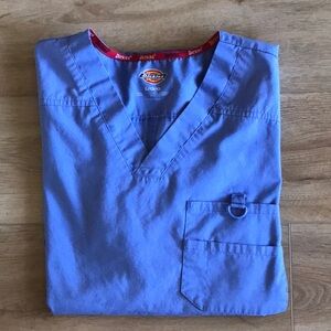 Dickies Men's Blue V-Neck Short Sleeve 3 Pocket Scrub Top Size Lg